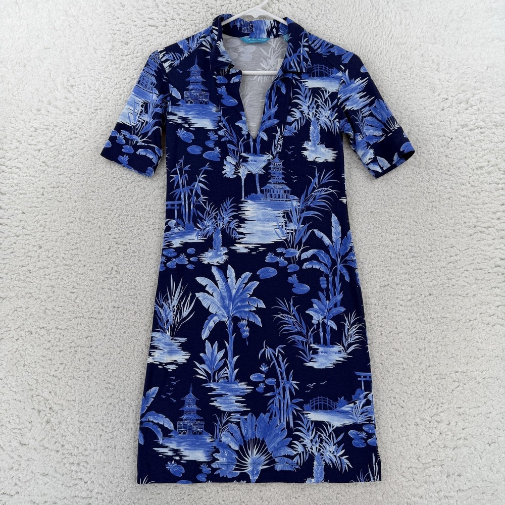 Tori Richard Dress Womens XXS Blue Now Zen Phoenix Tropical Shift 7573 WK01